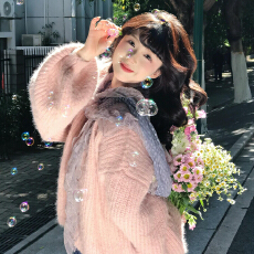 批发韩系粉色软糯甜美毛衣外套<b class='q'>秋</b>冬2025年新款慵懒松弛感针织开衫上衣