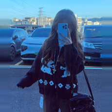 批发韩系黑色兔子<b class='q'>毛衣</b>女冬季2026宽松开衫POLO领高级感慵懒针织上衣