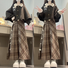 批发高级感连衣裙子女秋冬季2026新款超火韩系穿搭一整套装学院风长裙