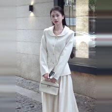 批发白色小香风套装连衣裙子女冬季2026新款法式千金长裙巨好看一整套