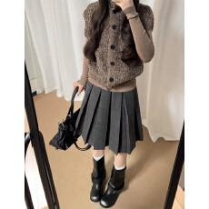 批发韩系复古叠穿针织毛衣马甲背心女冬季2026新款超好看穿搭一整套装