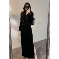 批发法式长袖针织连衣裙子女秋冬季2026新款气质<b class='q'>修身</b>显瘦内搭包臀长裙