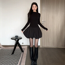 批发法式黑色长袖连衣裙子女秋冬季2026<b class='q'>新款</b>爆款高级感超好看冬装<b class='q'>短裙</b>