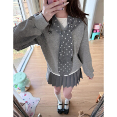 批发韩系穿搭灰色宽松卫衣<b class='q'>外套</b>女秋冬季2026新款学院风超好看冬装<b class='q'>上衣</b>