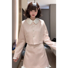 批发富家千金小香风粉色连衣裙子<b class='q'>冬</b>季2026新款巨好看穿搭一整套春装