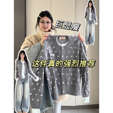 批发韩系复古波点撞色假两件针织开衫<b class='q'>毛衣</b><b class='q'>女</b>春秋季设计感百搭长袖上衣