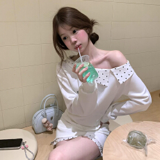 批发一字肩斜肩白色<b class='q'>卫衣</b><b class='q'>连衣裙</b>子女2026新款早春韩系穿搭包臀短裙套装
