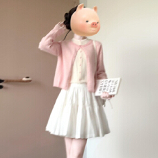 批发粉色条纹针织开衫毛衣外套女2025新款爆款早秋穿搭巨好看韩系上衣