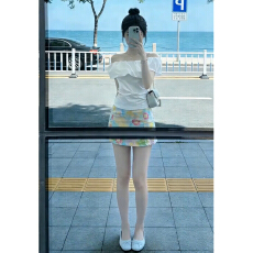 批发法式白色一字领露肩修身小衫上衣女夏季甜辣绝美穿搭一整<b class='q'>套装</b>裙子