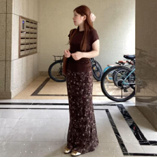 批发法式轻奢咖色碎花半身裙连衣裙子女2026新款简约气质夏季漂亮<b class='q'>套装</b>