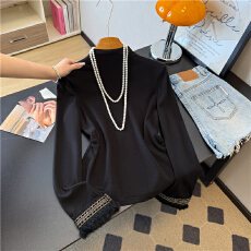 批发实拍2025秋冬国风打底衫毛毛袖半高领搭配马甲新中式上衣长袖<b class='q'>T</b><b class='q'>恤</b>