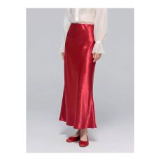 批发新中式丝滑缎面搭配马甲半身裙2025冬高腰显瘦a字光泽感气质长裙