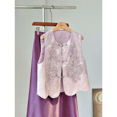 批发高级感紫色新中式重工钉珠刺绣马甲女<b class='q'>春</b>夏款减龄无袖外穿国风背心