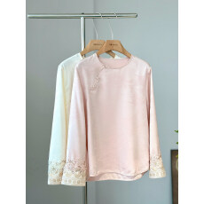 批发新中式马甲内搭打底衫斜襟改良上衣女春夏高级感国风衬衫宽松T恤