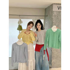 批发原伊韩国女装十三行26年春夏镂空韩系圆领单排扣<b class='q'>针织</b>防晒<b class='q'>开衫</b>