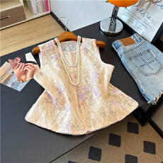 批发实拍新中式紫色轻奢重工刺绣马甲女2026<b class='q'>夏</b>季时尚洋气薄款马甲坎肩