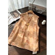 批发南油高定新中式国风印花马甲女薄款无袖坎肩高级感新中式背心