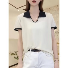 批发2026夏季新款方领飞飞袖薄款<b class='q'>针织衫</b>女洋气撞色翻领百搭减龄<b class='q'>妈妈</b>装