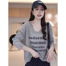 批发时尚休闲印花薄款防晒长袖上衣潮韩系慵懒风宽松遮肉洋气针织衫女