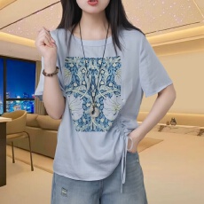 批发2026<b class='q'>夏季</b>新款时尚撞色抽绳别致小衫女时尚小众精致百搭减龄<b class='q'>妈妈装</b>