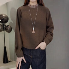 批发大码复古休闲木耳边半高领<b class='q'>衬衣</b>女装春秋<b class='q'>气质</b>显瘦遮肉洋气上衣<b class='q'>衬衫</b>