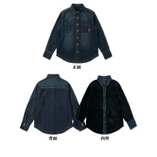 批发加绒衬衫女<b class='q'>冬</b>季高级感欧货复古慵懒风宽松加厚一体绒牛仔衬衣上衣