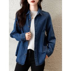 批发外贸出口清仓捡漏复古衬衫2025秋季高级感气质显瘦牛仔衬衫外套女