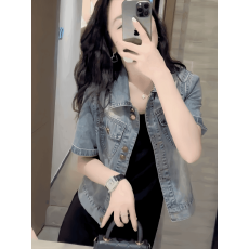 批发夏季薄款牛仔短袖衬衫女2025新款休闲<b class='q'>百搭</b>显瘦小个子外套披肩上衣