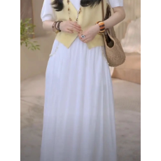 批发温柔风白色A字半身裙女款秋季新款高腰显瘦垂感长裙<b class='q'>百搭</b>气质裙子