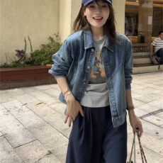 批发2026新款时尚港风薄款通勤修身牛仔外套女休闲百搭韩版休闲外套