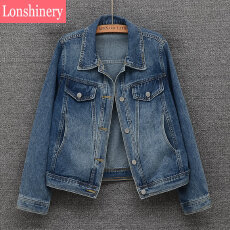 批发今年<b class='q'>春</b>秋新款复古牛仔外套女短款翻领韩版牛仔服上衣洋气百搭外穿
