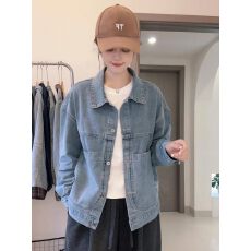 批发复古港风短款牛仔外套女2026<b class='q'>春</b>秋新款休闲大口袋外搭夹克开衫上衣