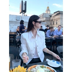 批发白色高级感短款外套女2026春夏工装夹克上衣简约风百搭短外套穿搭