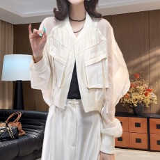 批发设计感时尚别致薄款拼接<b class='q'>长袖</b>外套女春夏季日常通勤拉链开衫小衫潮