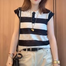 批发拼接蕾丝翻领短袖<b class='q'>开衫</b><b class='q'>针织</b>衫女夏季薄款透气宽松显瘦百搭气质上衣