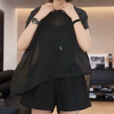 批发大码mm松弛感圆领衬衫女夏季宽松<b class='q'>妈妈</b>装不规则设计遮肉显瘦上<b class='q'>衣服</b>