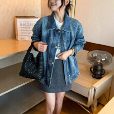 批发复古做旧翻领牛仔外套女欧洲站2026春装新款欧货女装宽松牛仔衣潮