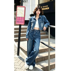 批发高级感<b class='q'>牛仔</b>阔腿裤两件套女2026秋季新款巨好看的气质轻熟<b class='q'>外套</b>套装