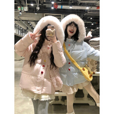 批发学院风少女感大毛领棉衣女冬季2025新款加厚保暖面包服宽松外套