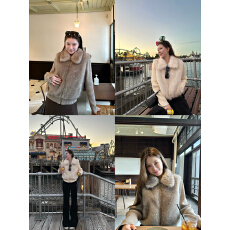 批发可拆卸毛织拼接环保皮草<b class='q'>马甲</b>女秋冬毛毛外套上衣