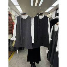 批发HQY+ 十三行冬季<b class='q'>新款</b>韩版小香风蝴蝶结<b class='q'>背心</b>裙+长袖衬衫两件套套装