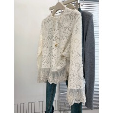 批发法式蕾丝<b class='q'>长袖</b><b class='q'>衬衫</b>女士高级感轻奢减龄洋气2025新款设计感小众上衣