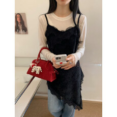 批发韩系时尚<b class='q'>丝绒</b>不规则吊带背心+叠穿小衫洋气减龄叠穿上衣两件<b class='q'>套装</b>