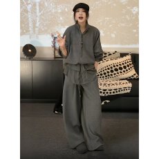 批发韩版加绒慵懒随性套<b class='q'>装</b>女2026春季大码胖MM假两件<b class='q'>裤</b>子+<b class='q'>上衣</b>两件套