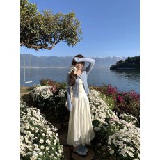 批发2026春季新款简约<b class='q'>时尚</b>套装女春夏针织开衫+蕾丝吊带+半身裙三件套