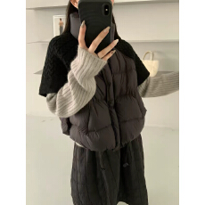批发针织拼接立领羽绒服马夹女2026冬季新款白鸭绒保暖显瘦马甲外套潮