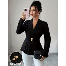 批发女士秋冬季优雅<b class='q'>通勤</b>休闲黑色长袖西装外套