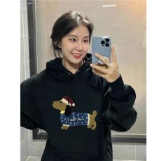 批发现货毛巾绣腊肠狗防棉华棉复牛奶丝300克银狐绒400克<b class='q'>宽松</b>连帽<b class='q'>卫衣</b>