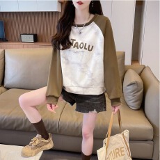批发实拍 仿棉华棉复合 扎染秋装<b class='q'>卫衣</b>女2025新款设计感小个子宽松上衣