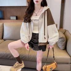 批发实拍~仿棉华棉秋装连帽<b class='q'>卫衣</b>女2025新款设计感宽松开衫<b class='q'>外套</b>上衣